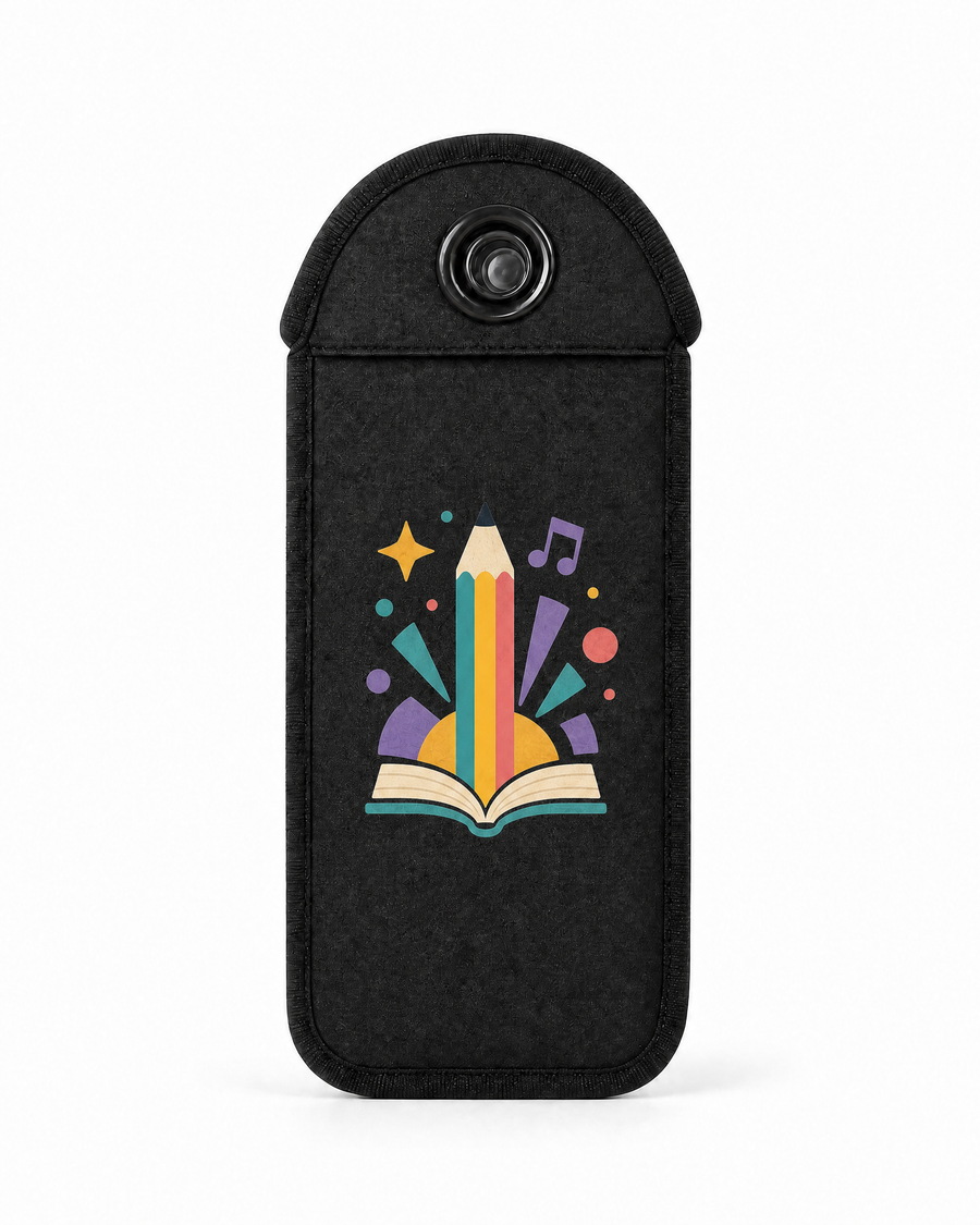 Custom school pouch design — creative learning graphic