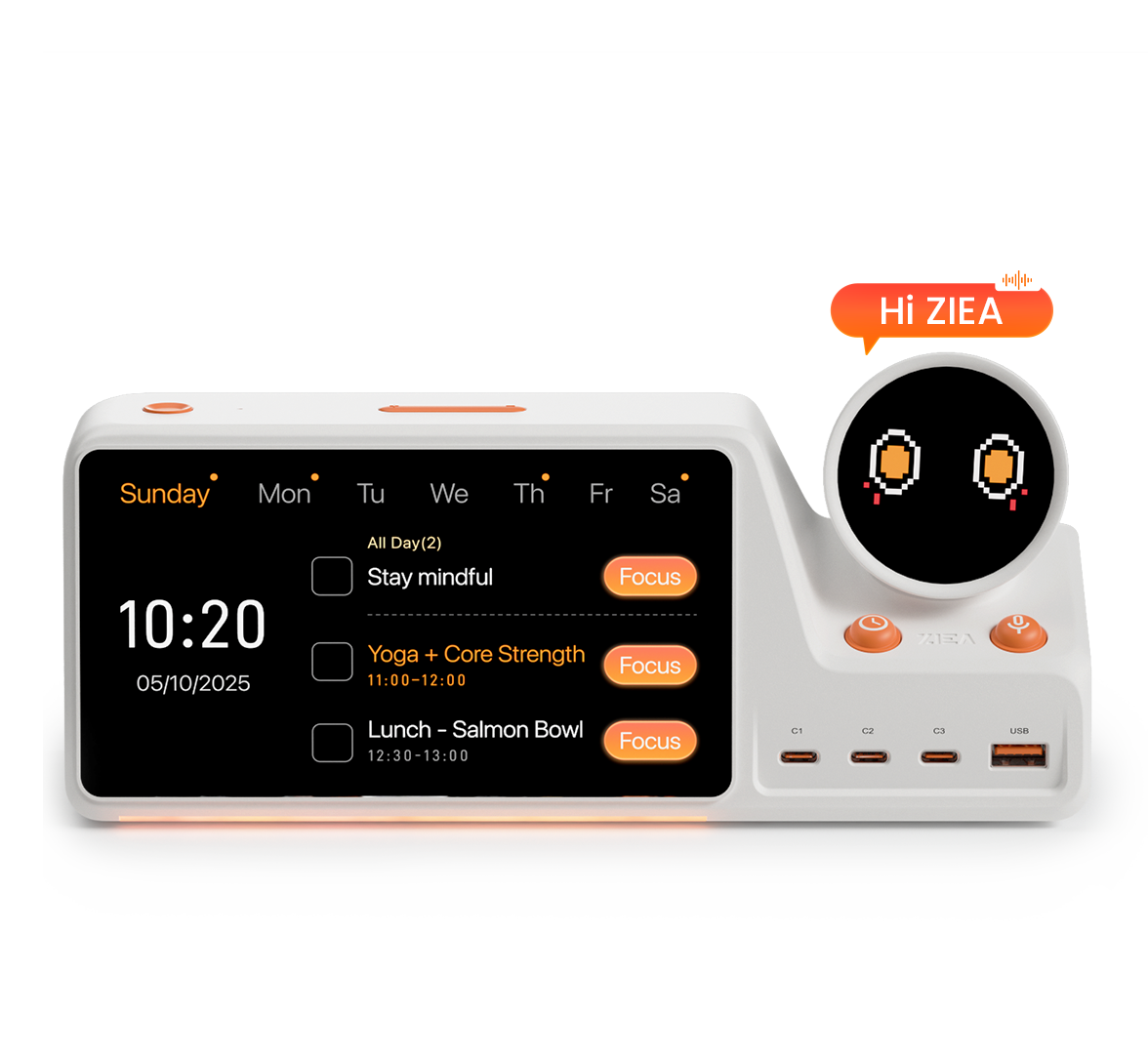 ZIEA One AI desktop calendar and focus device